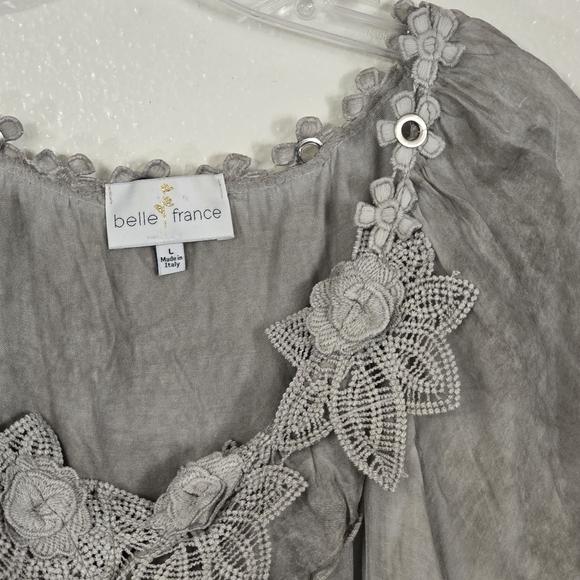 BELLE FRANCE Italian Silk Top Large L Bohemian Fairy Whimsigoth Festival - Picture 4 of 8